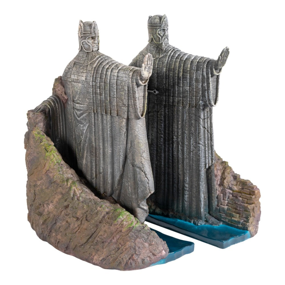 Serre-livres Le Seigneur des Anneaux représentant les statues Argonath des rois du Gondor en résine peinte à la main.