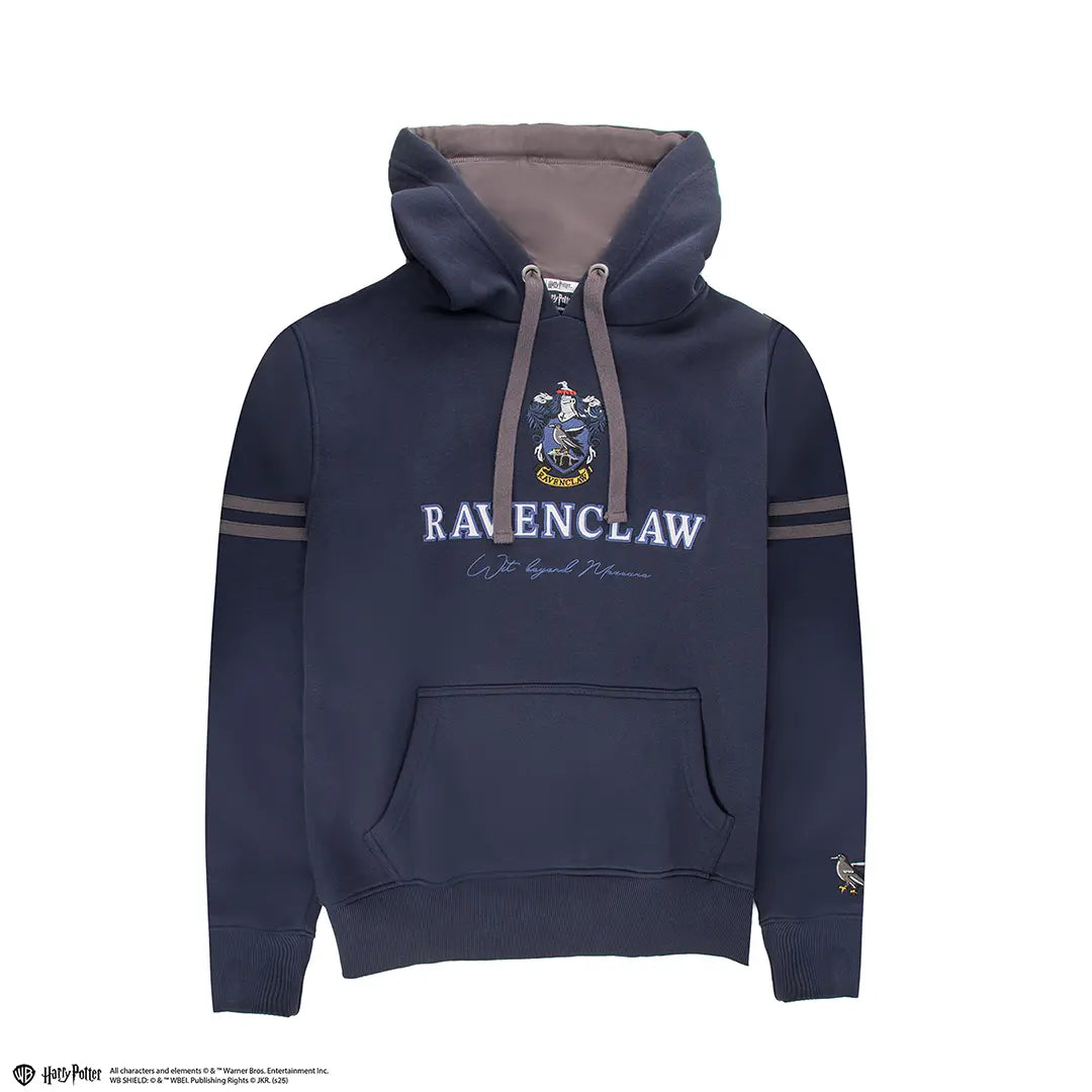 Sweat à capuche Serdaigle Harry Potter – bleu et argent, écusson brodé, coton/polyester, tailles XS à L.