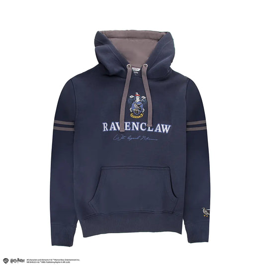 Sweat à capuche Serdaigle Harry Potter – bleu et argent, écusson brodé, coton/polyester, tailles XS à L.
