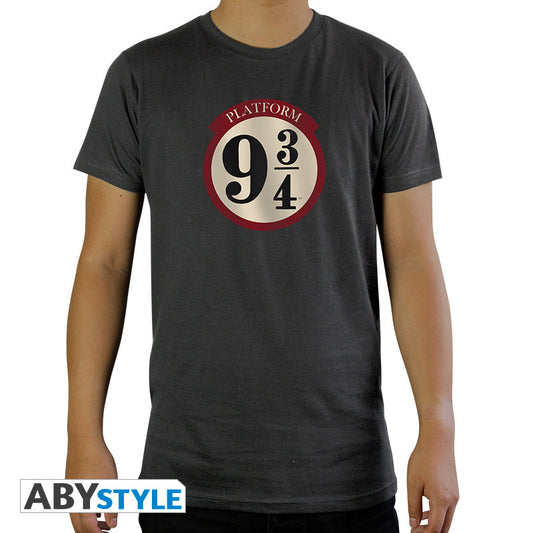 T shirt Harry Potter voie 9 3 4 gris foncé imprimé