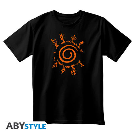 T shirt Naruto Shippuden noir avec sceau de Kyubi imprimé