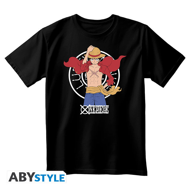 T shirt One Piece noir avec Luffy imprimé