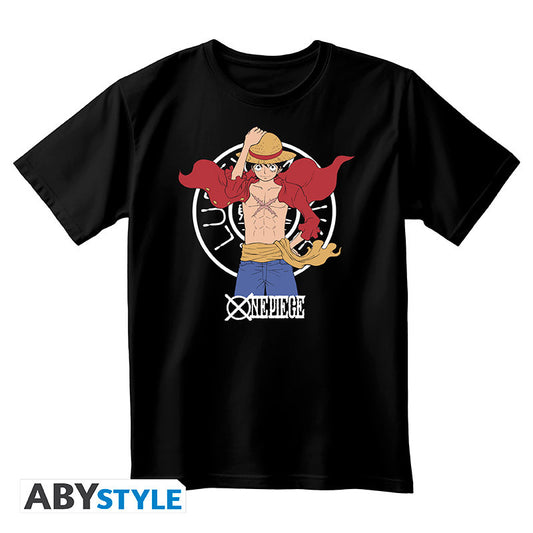 T shirt One Piece noir avec Luffy imprimé