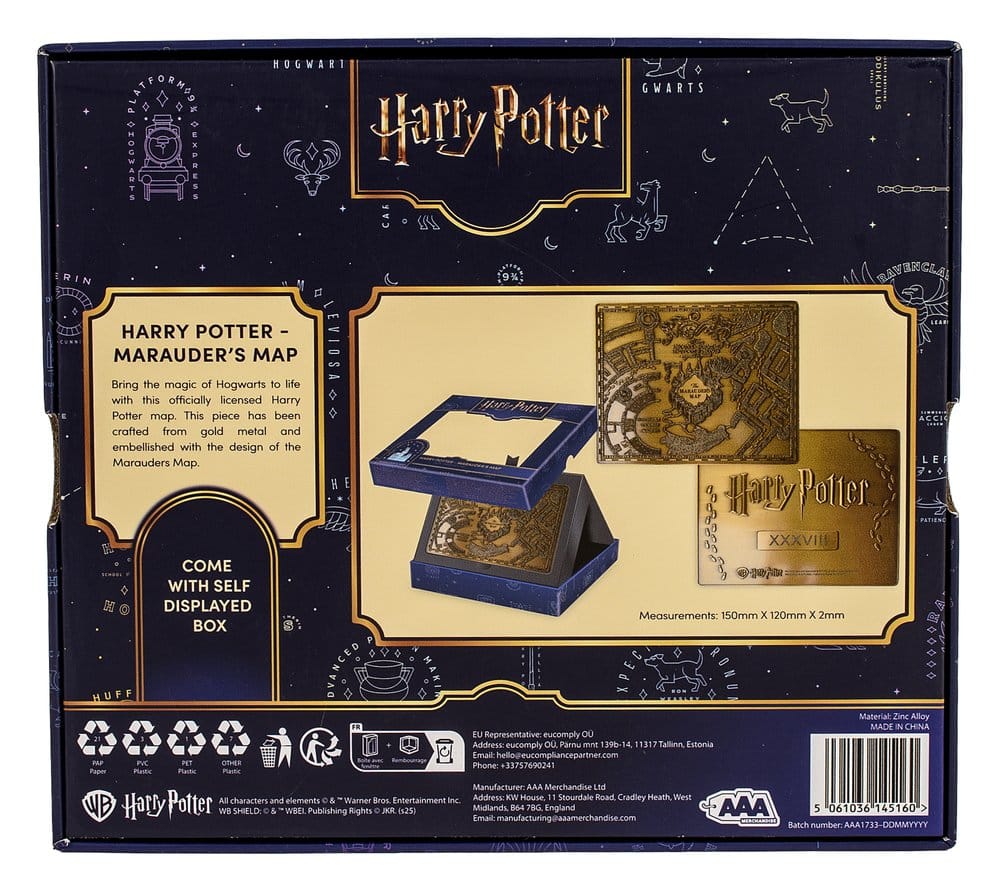 Carte du Maraudeur en Métal Doré Numérotée – Harry Potter